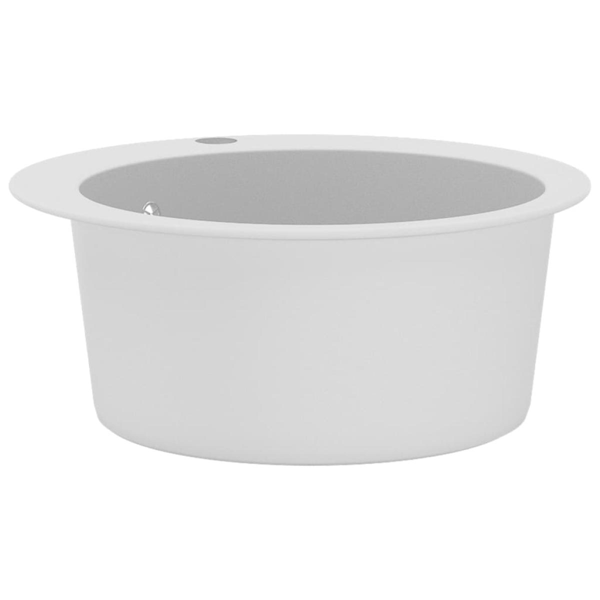 Fregadero de cocina de granito con un seno redondo blanco
