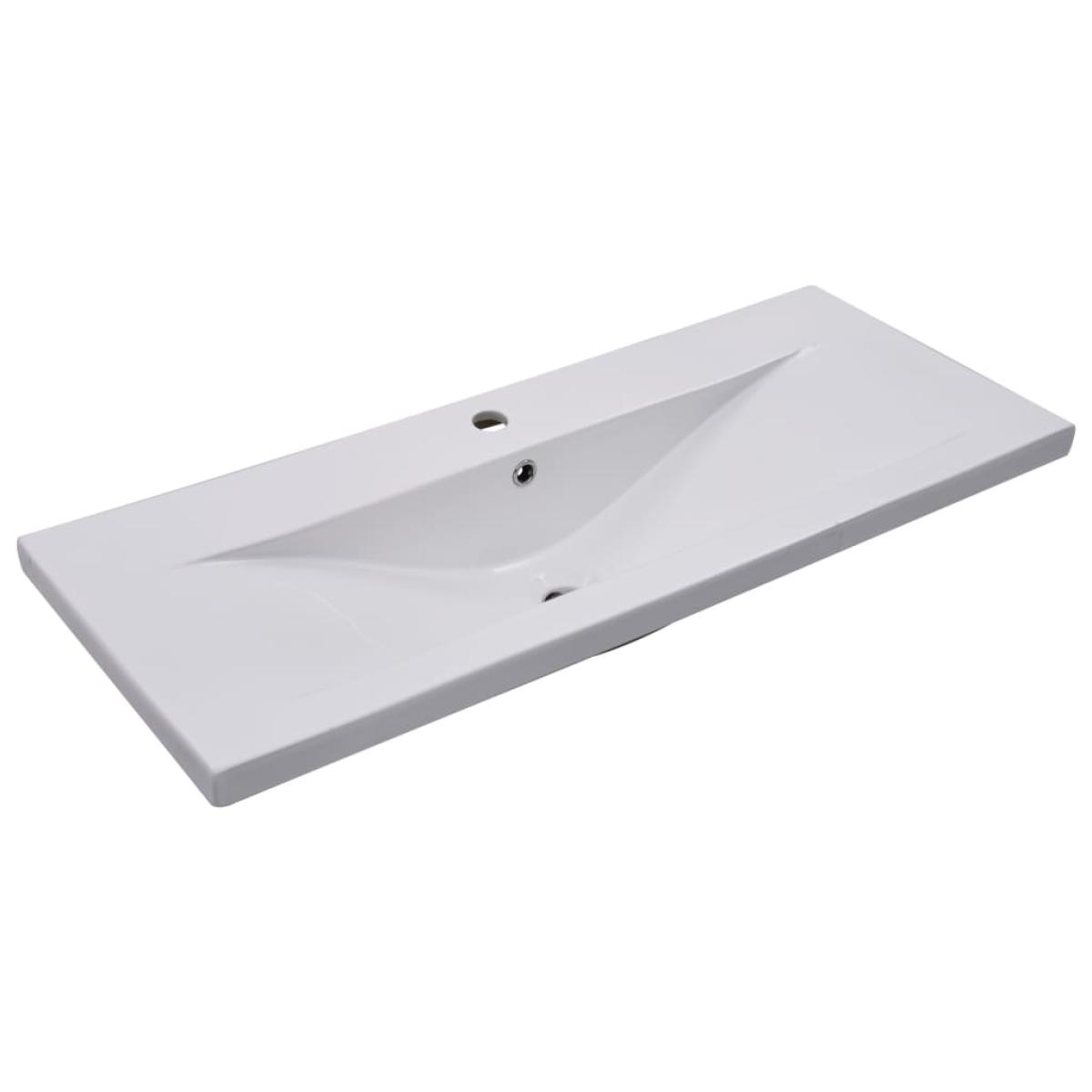 Lavabo encastrado de cerámica blanco 101x39,5x18,5 cm