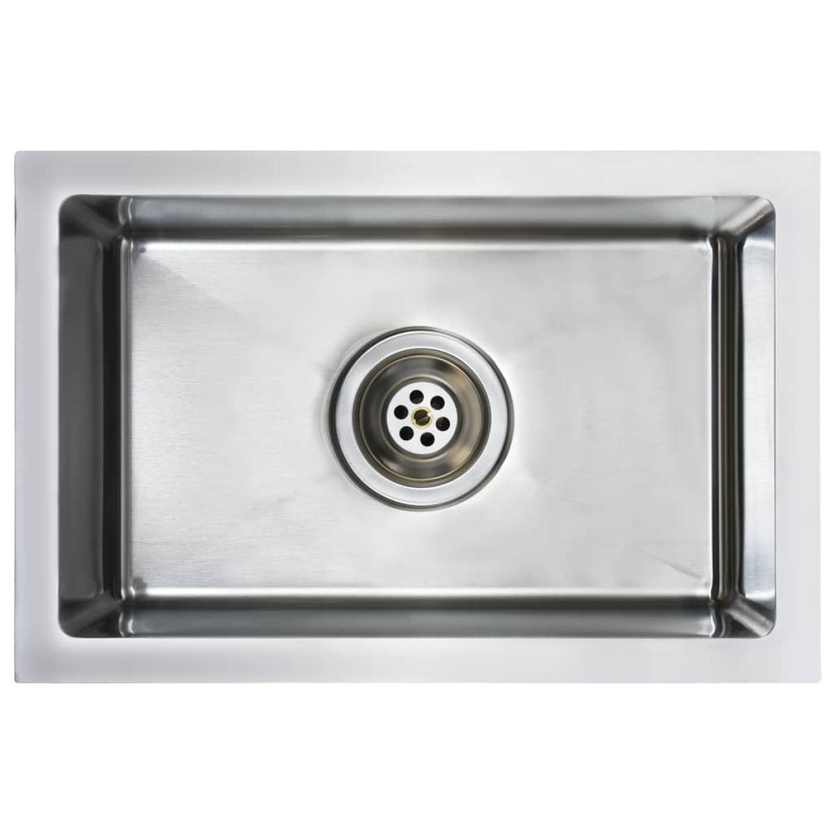 Fregadero de cocina hecho a mano con colador acero inoxidable