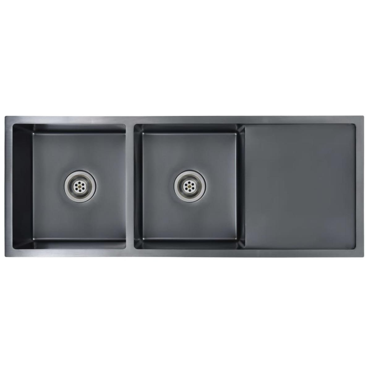 Fregadero de cocina hecho a mano acero inoxidable negro
