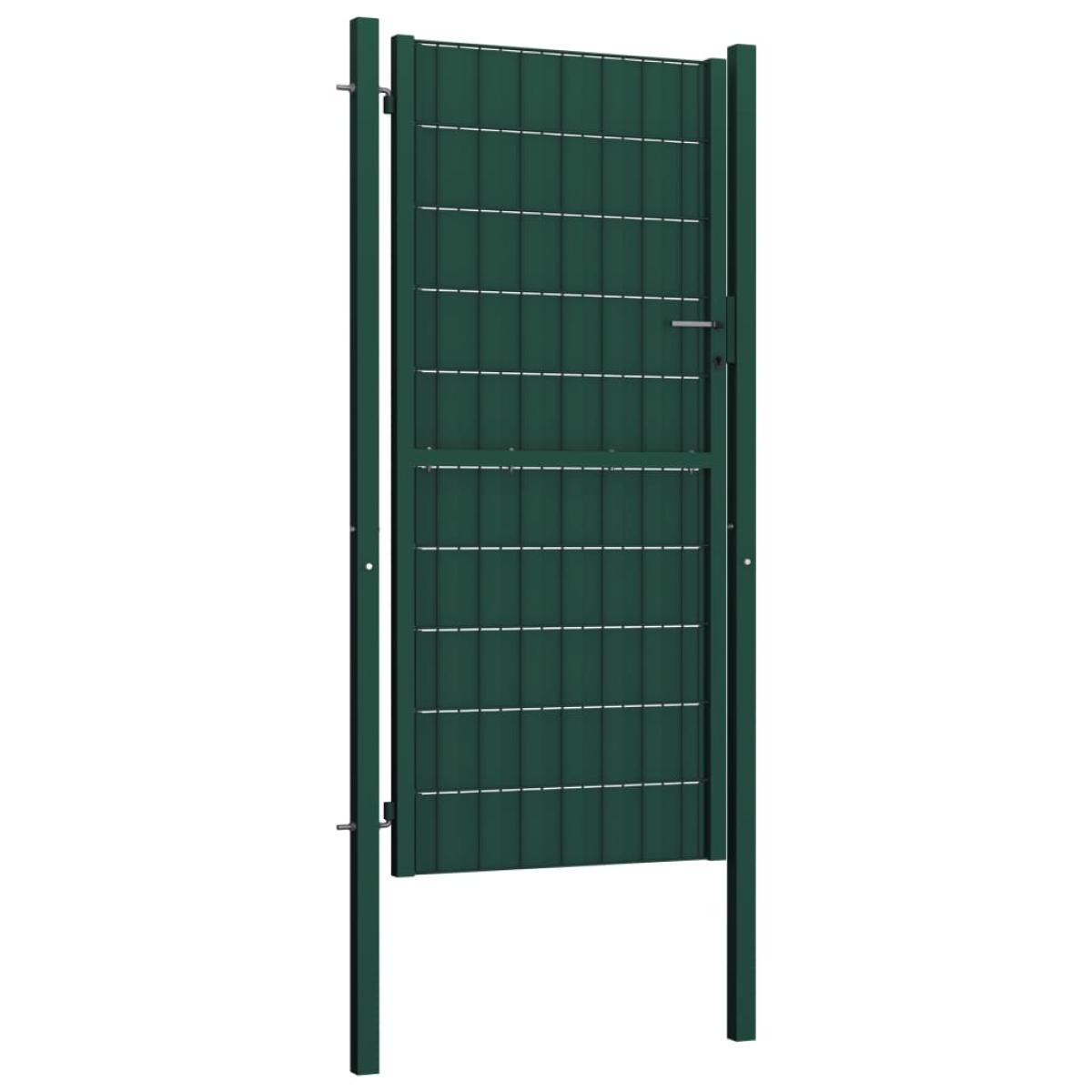 Puerta de valla de PVC y acero verde 100x124 cm  
