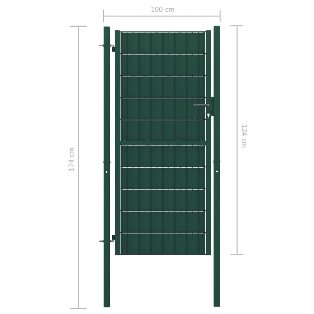 Puerta de valla de PVC y acero verde 100x124 cm  