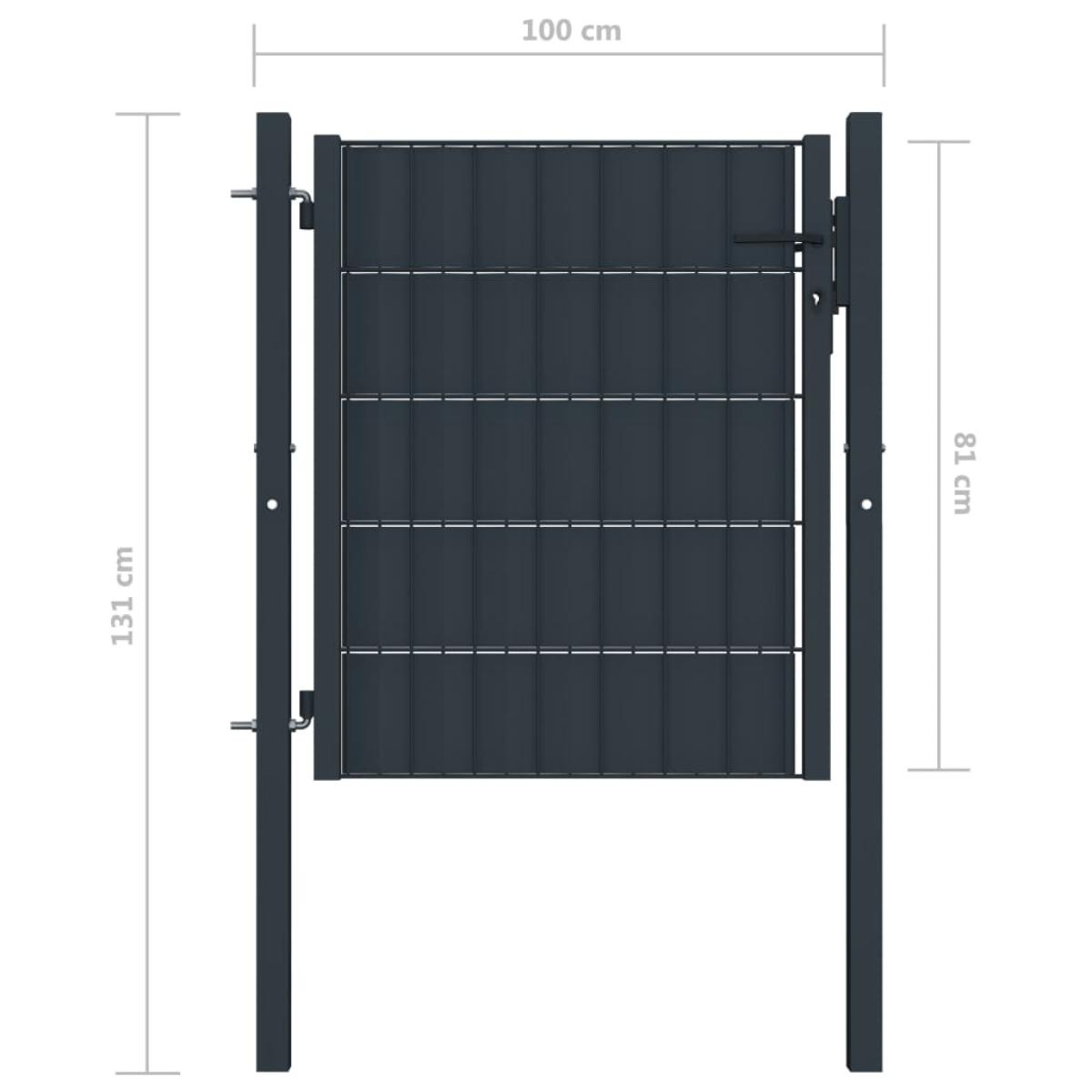 Puerta de valla de PVC y acero gris antracita 100x81 cm  