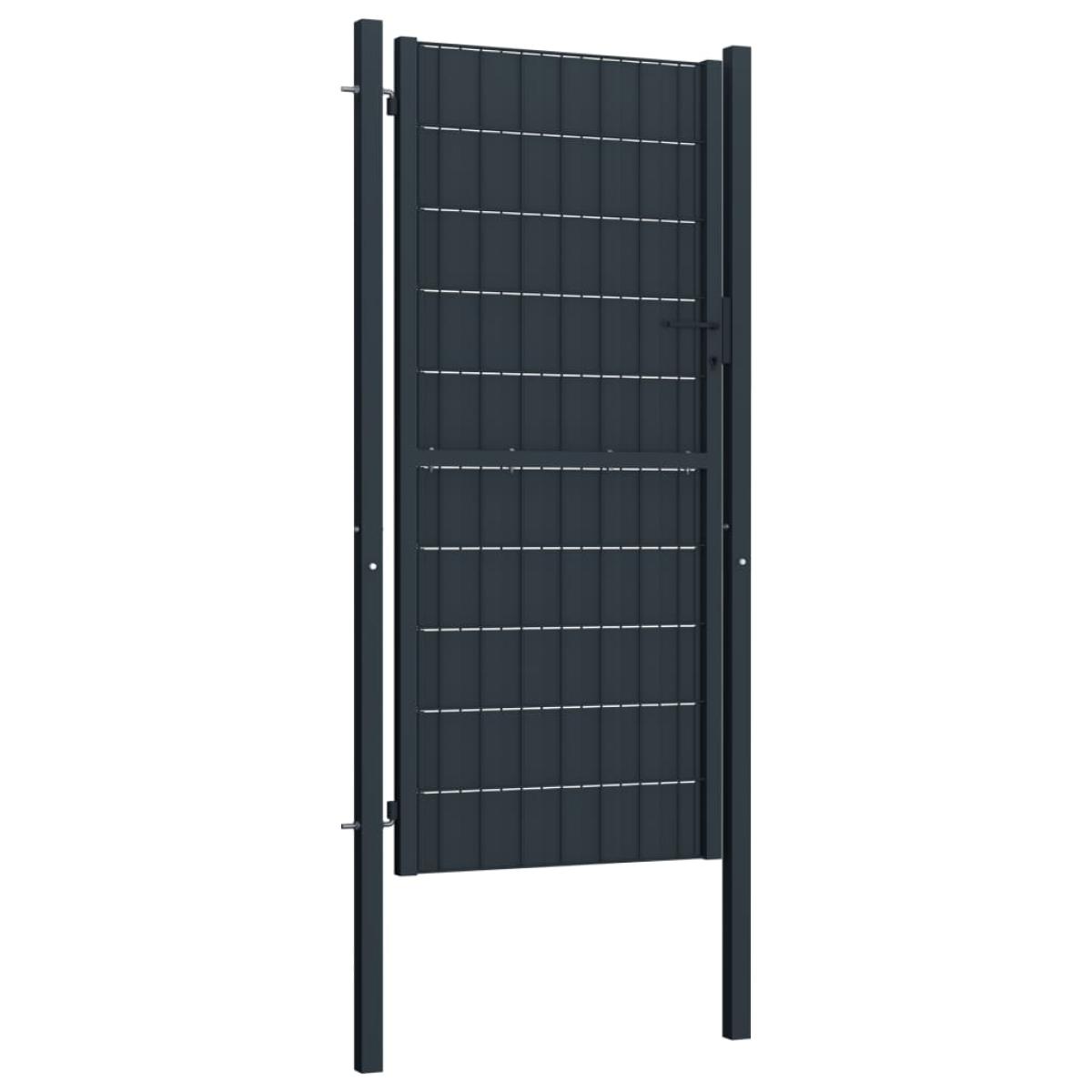 Puerta de valla de PVC y acero gris antracita 100x124 cm