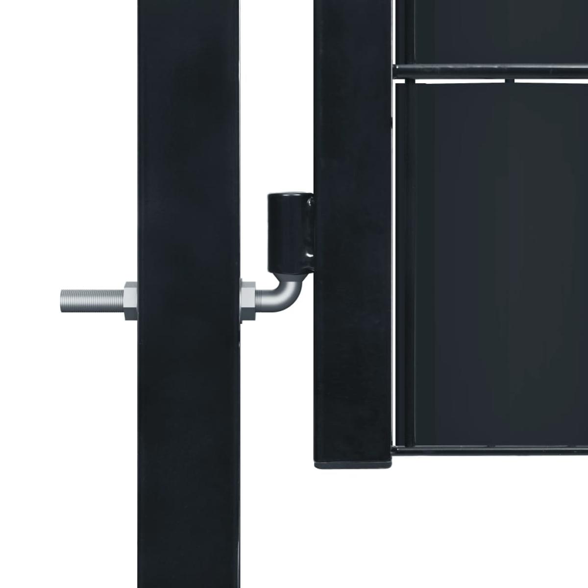 Puerta de valla de PVC y acero gris antracita 100x124 cm