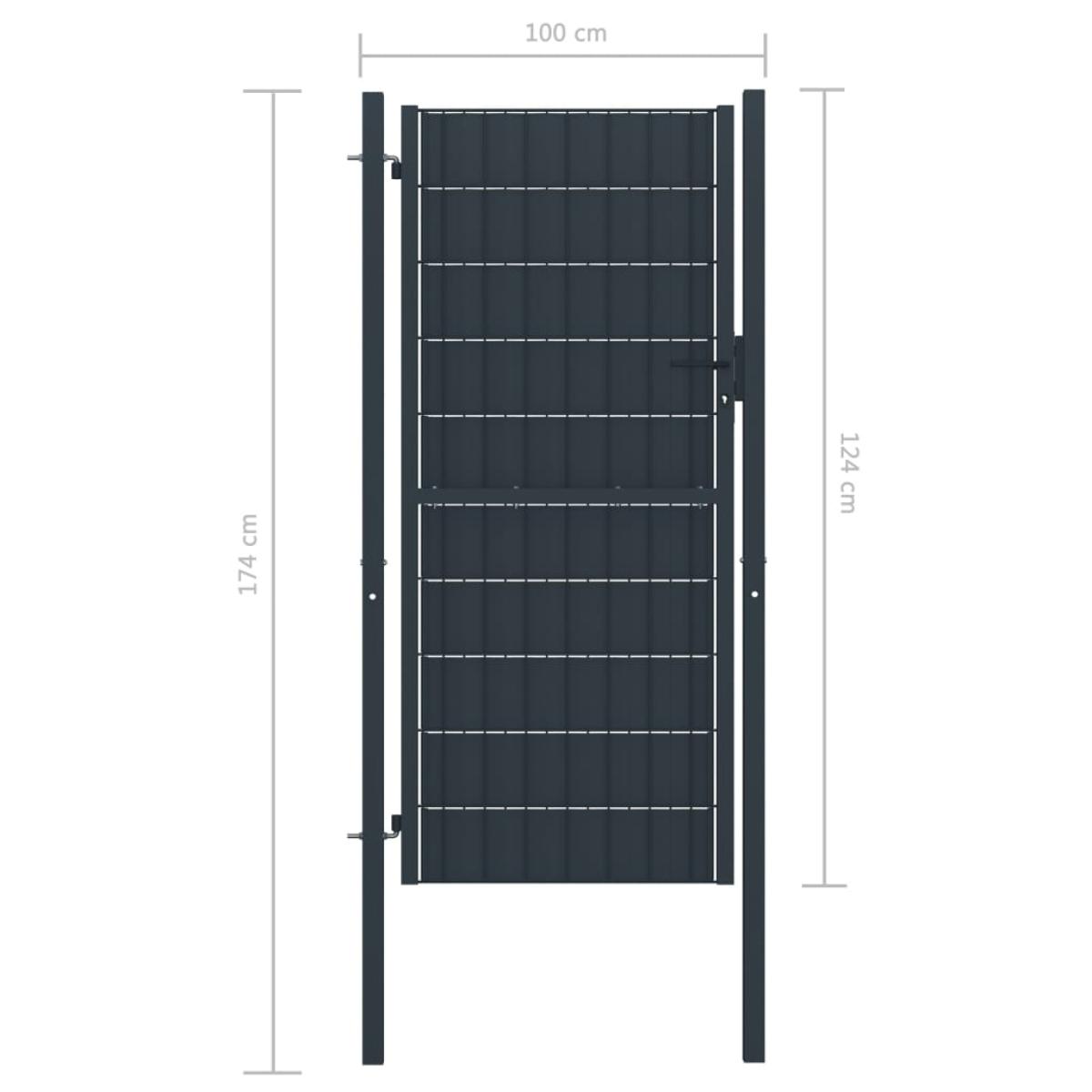 Puerta de valla de PVC y acero gris antracita 100x124 cm