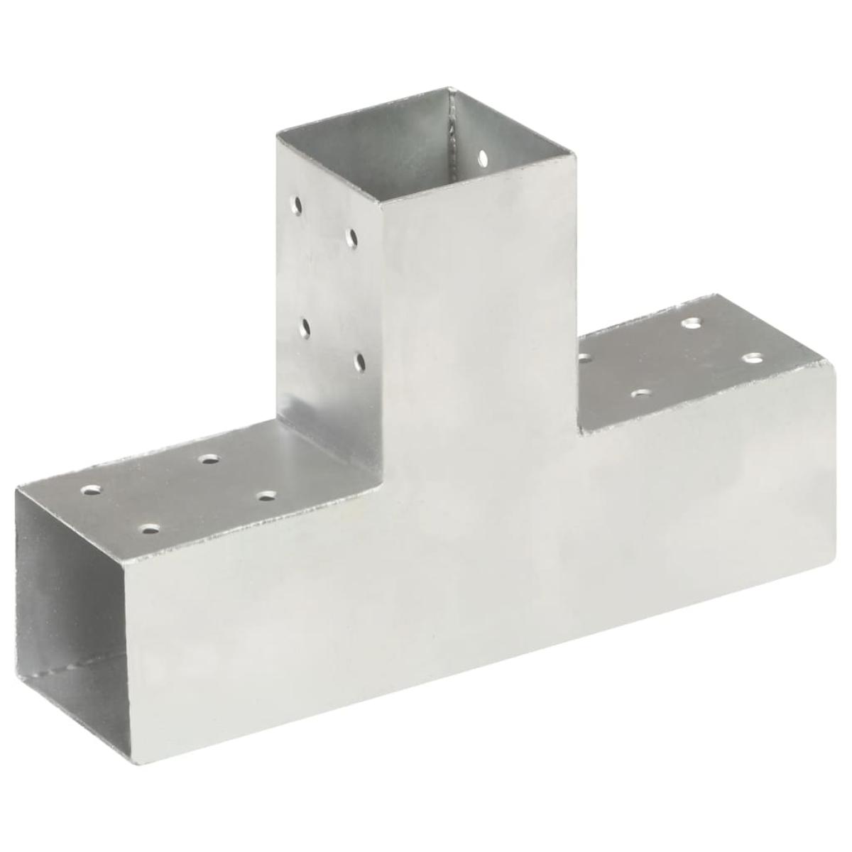 Conectores de postes en T 4 uds metal galvanizado 71x71 mm