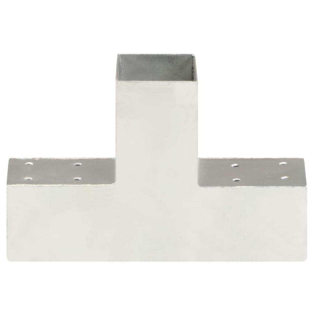 Conectores de postes en T 4 uds metal galvanizado 71x71 mm