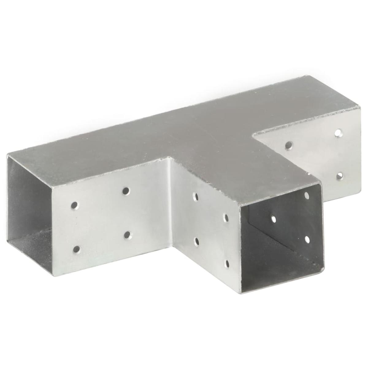 Conectores de postes en T 4 uds metal galvanizado 71x71 mm
