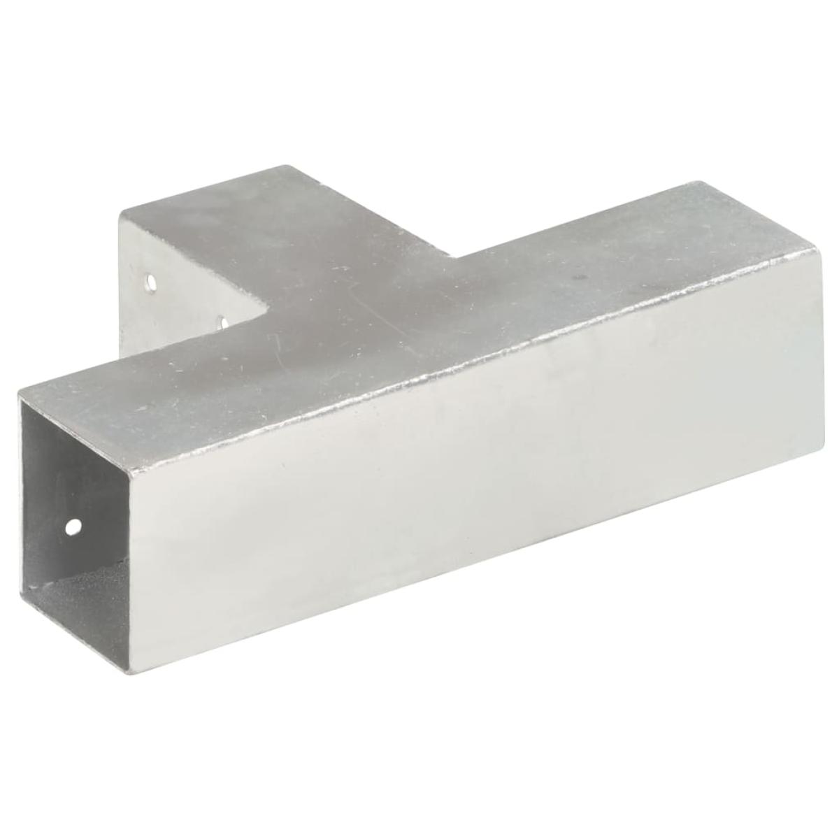 Conectores de postes en T 4 uds metal galvanizado 71x71 mm