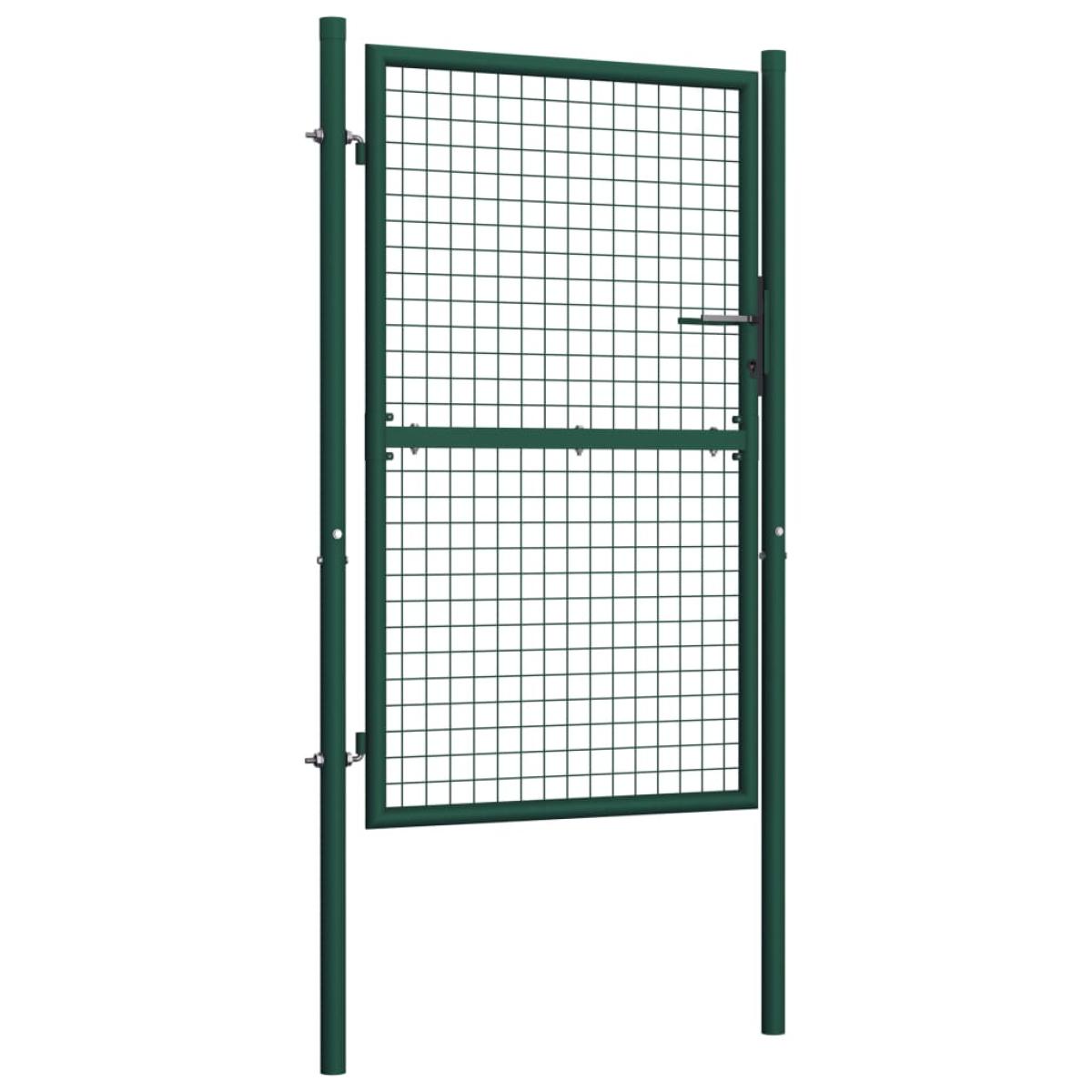Puerta de valla de acero verde 100x150 cm