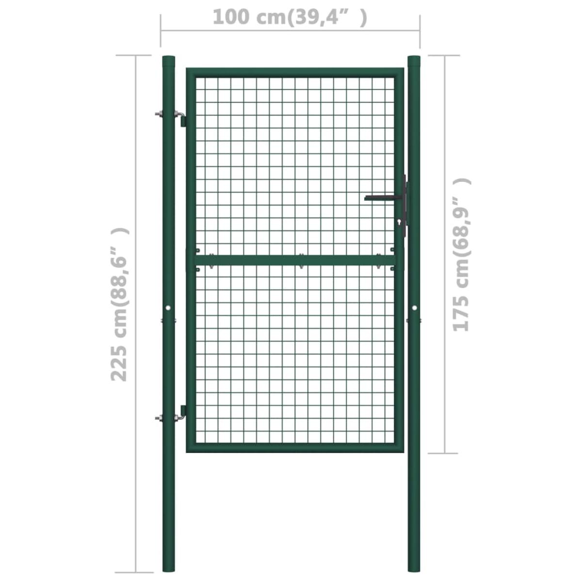 Puerta de valla de acero verde 100x175 cm