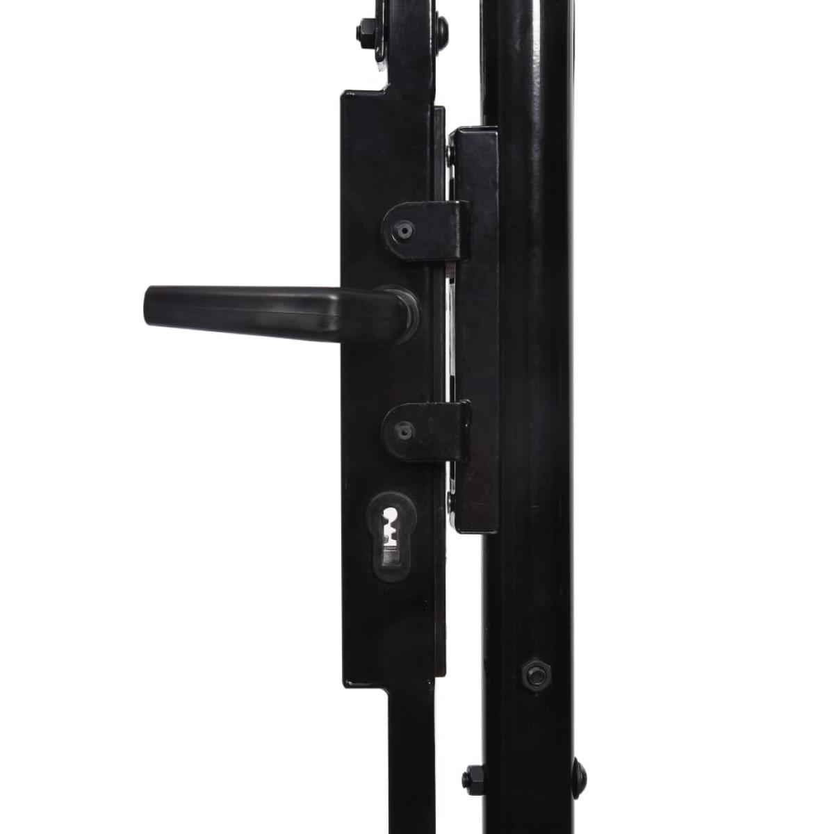 Cancela de valla doble puerta con puntas acero negro 3x2 m