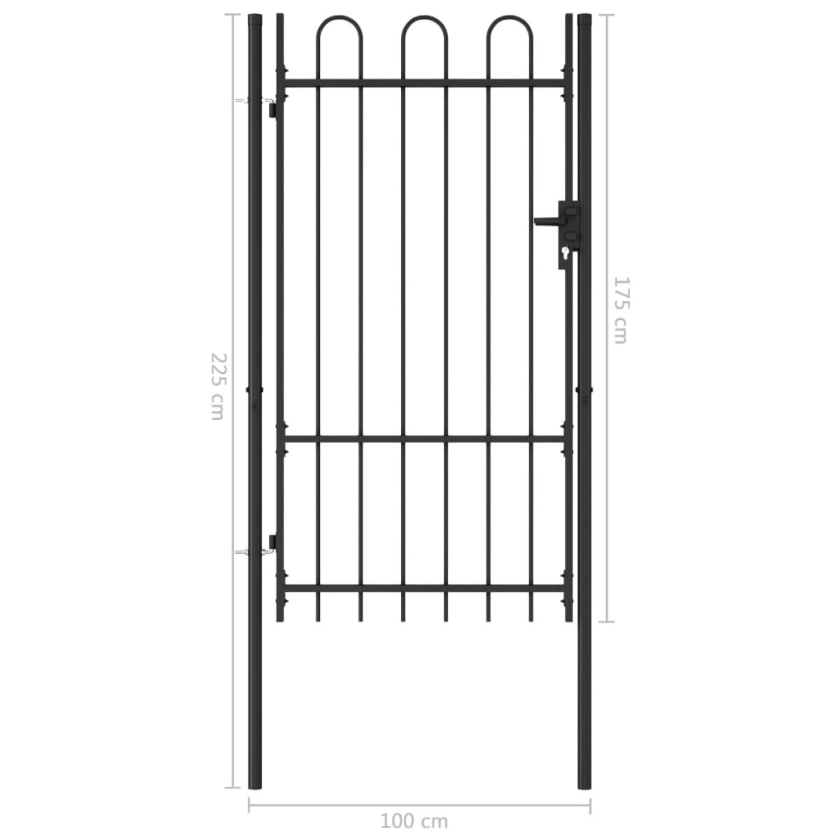 Cancela de valla con una puerta y arco acero negro 1x1,75 m