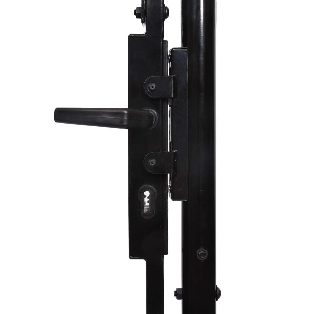 Cancela de valla con una puerta y puntas acero negro 1x2 m