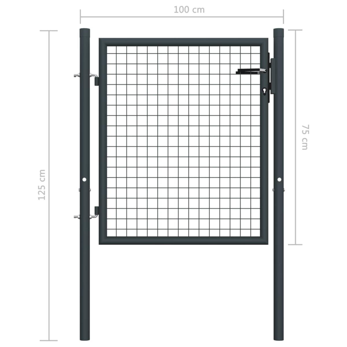 Puerta de malla de jardín acero galvanizado gris 100x125 cm