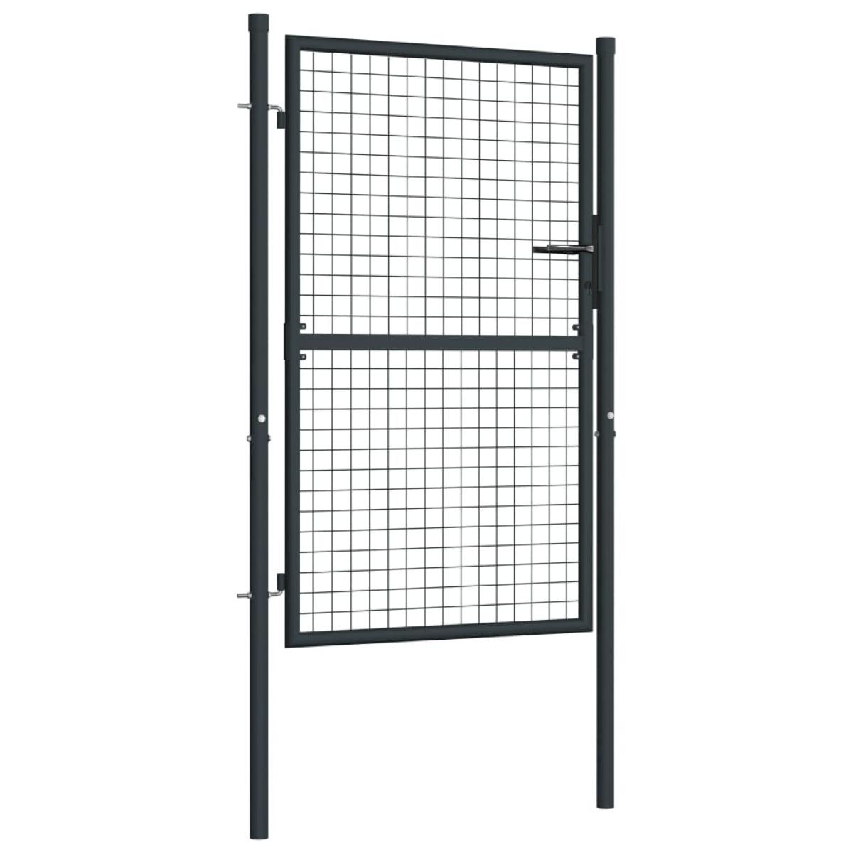 Puerta de malla de jardín acero galvanizado gris 100x175 cm
