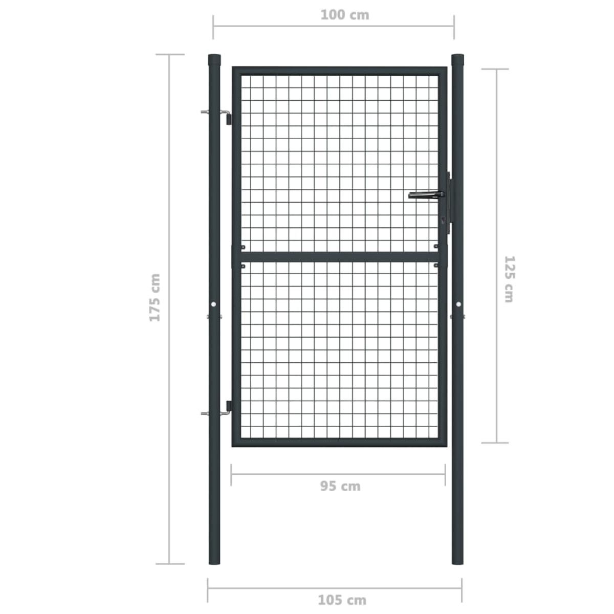 Puerta de malla de jardín acero galvanizado gris 100x175 cm