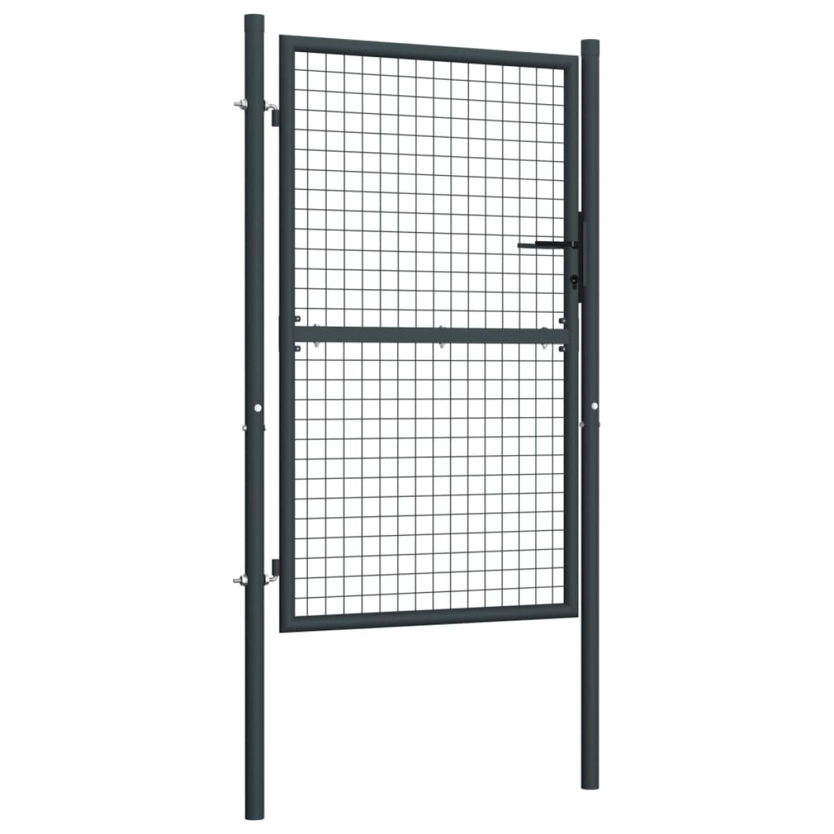 Puerta de malla de jardín de acero galvanizado gris 100x250 cm