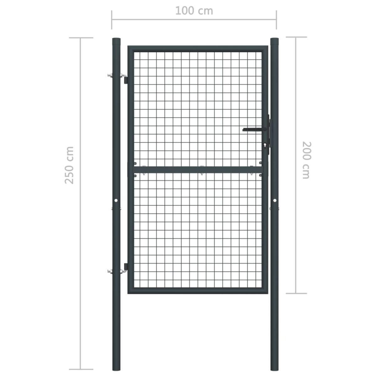 Puerta de malla de jardín de acero galvanizado gris 100x250 cm