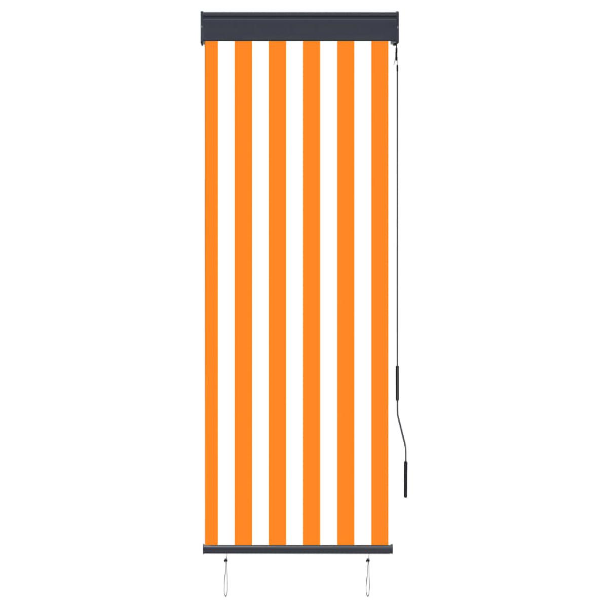 Estor enrollable de exterior blanco y naranja 60x250 cm