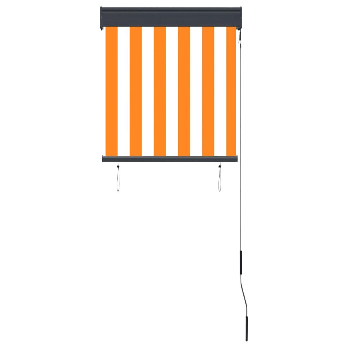 Estor enrollable de exterior blanco y naranja 60x250 cm
