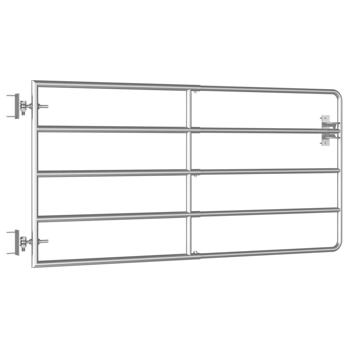 Cancela de 5 barras para campo acero plateado (95-170)x90 cm