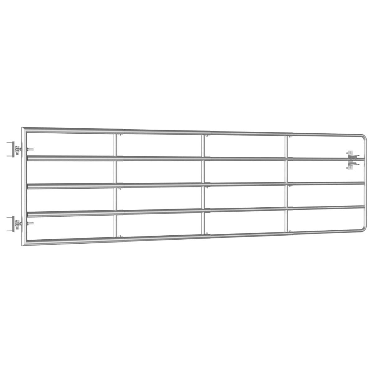 Cancela de 5 barras para campo acero plateado (115-300)x90 cm