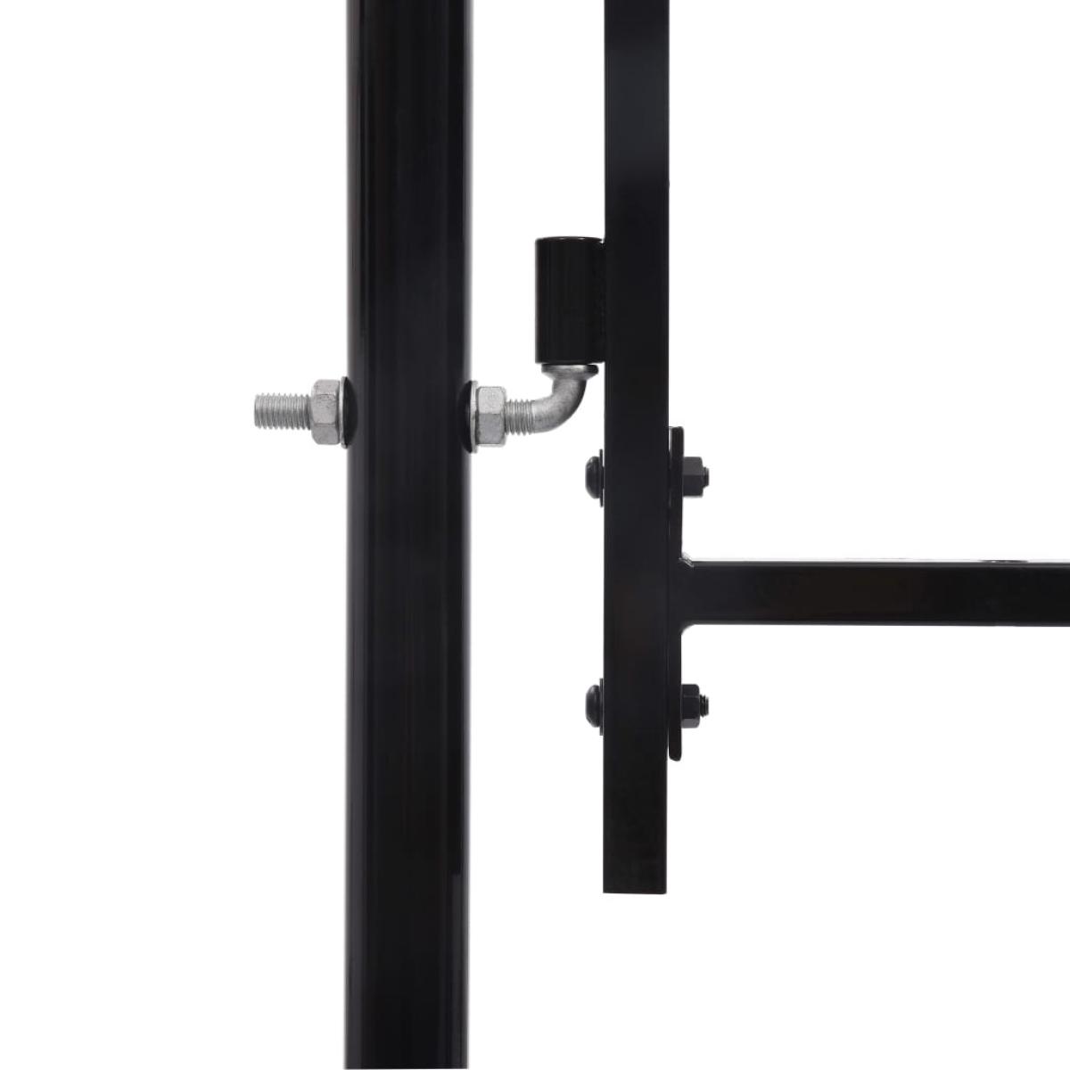 Cancela de valla con una puerta y arcos acero negro 1x1,2 m
