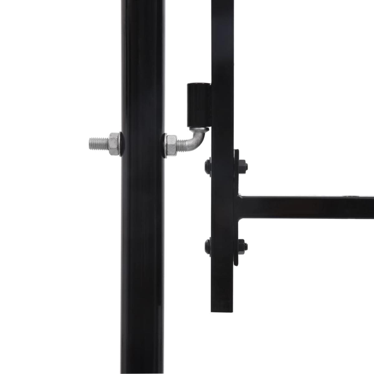 Cancela de valla con una puerta y arcos acero negro 1x1,5 m