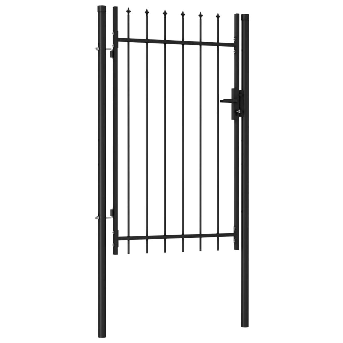 Cancela de valla con una puerta y puntas acero negro 1x1,5 m