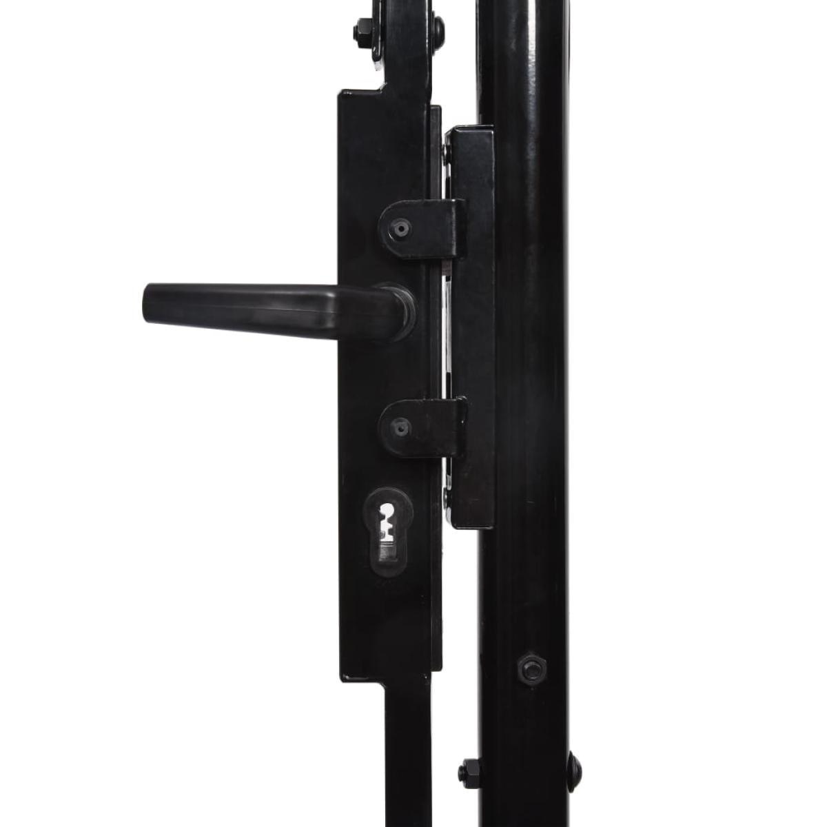 Cancela de valla con una puerta y puntas acero negro 1x1,5 m