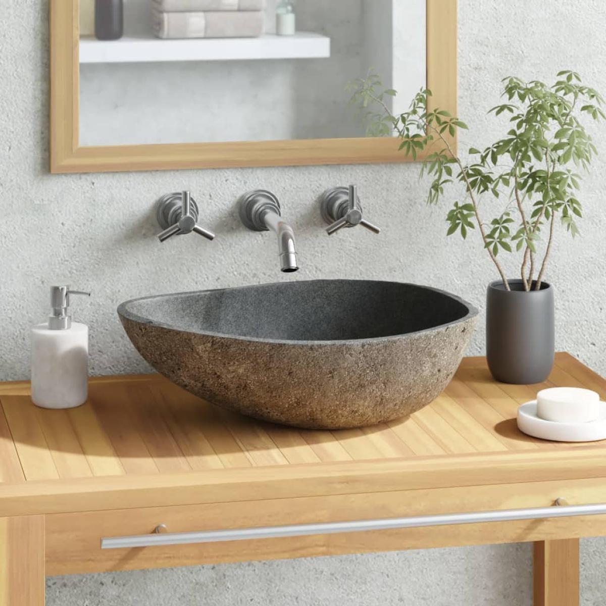 Lavabo de piedra de río ovalada 37-46 cm