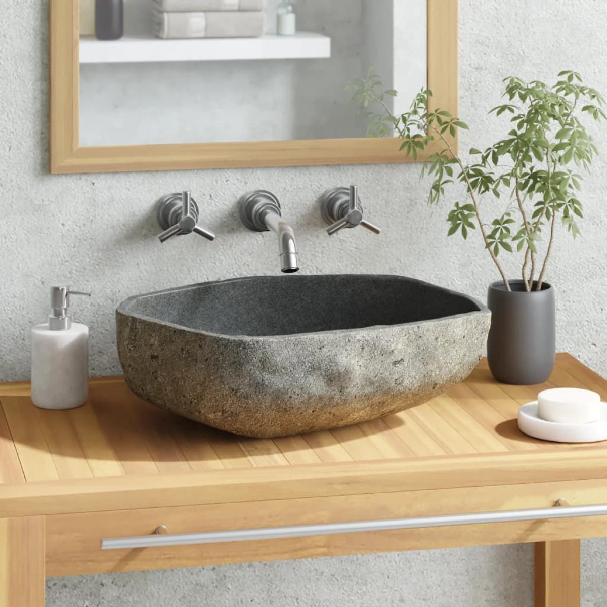 Lavabo de piedra de río ovalada 45-53 cm