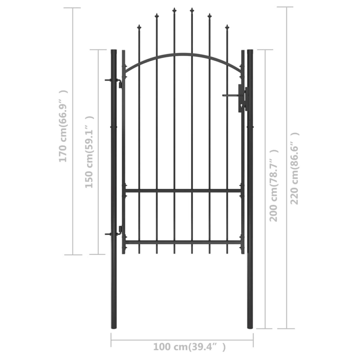 Puerta de jardín de acero negro 1x2,2 m