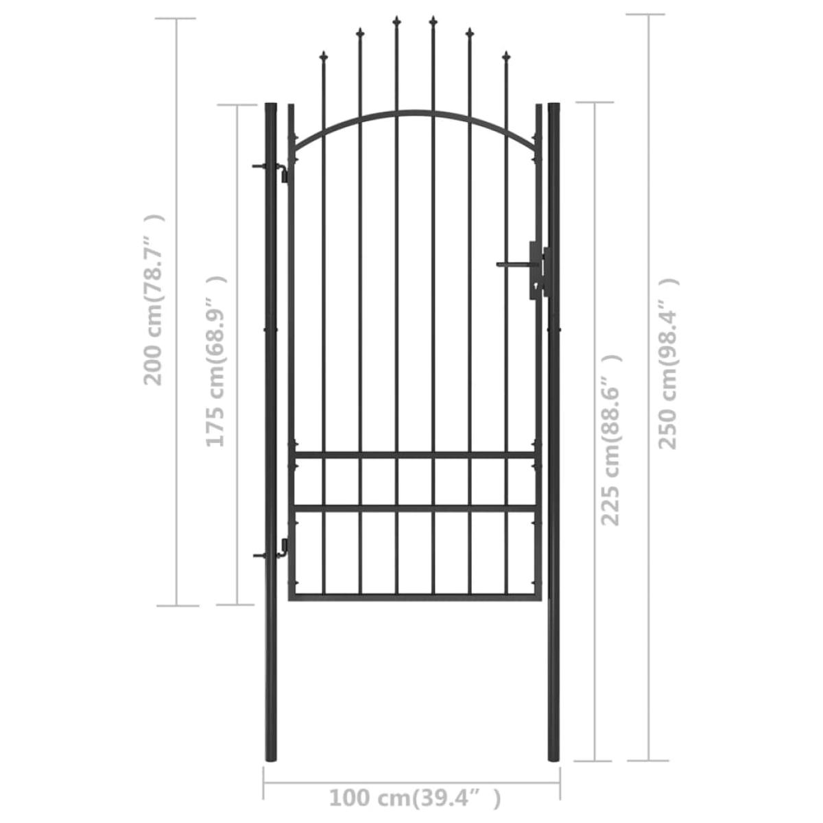 Puerta de jardín de acero negro 1x2,5 m