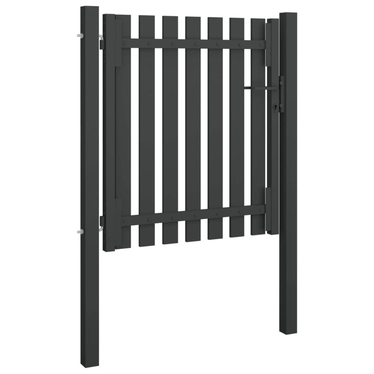Puerta de valla del jardín de acero gris antracita 1x1,25 cm