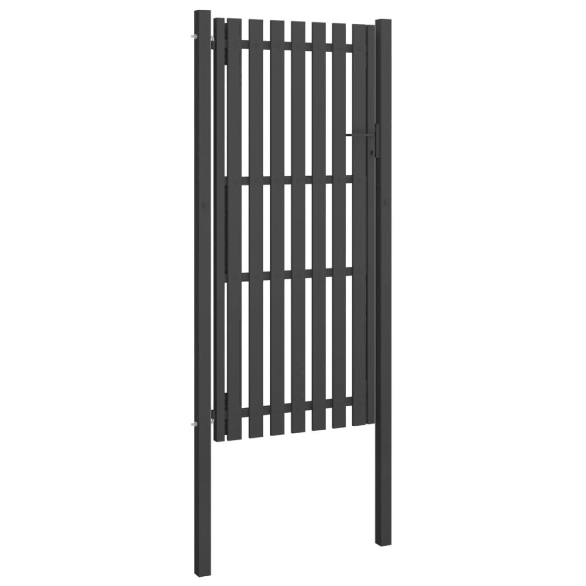 Puerta de valla del jardín de acero gris antracita 1x2,5 cm