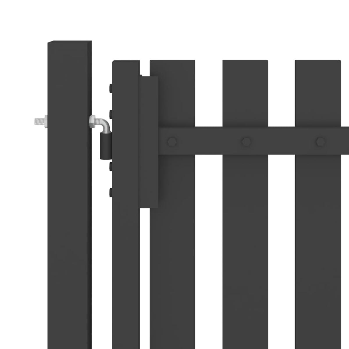 Puerta de valla del jardín de acero gris antracita 1x2,5 cm