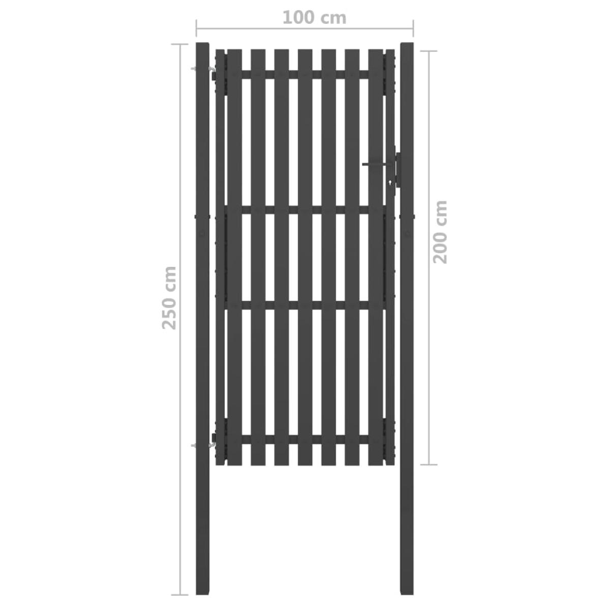 Puerta de valla del jardín de acero gris antracita 1x2,5 cm