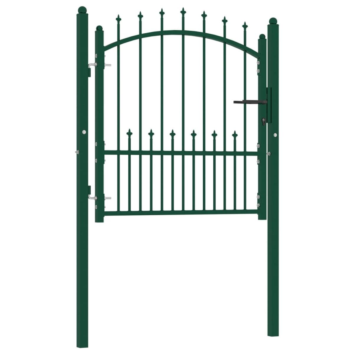 Puerta de valla con picos acero verde 100x100 cm