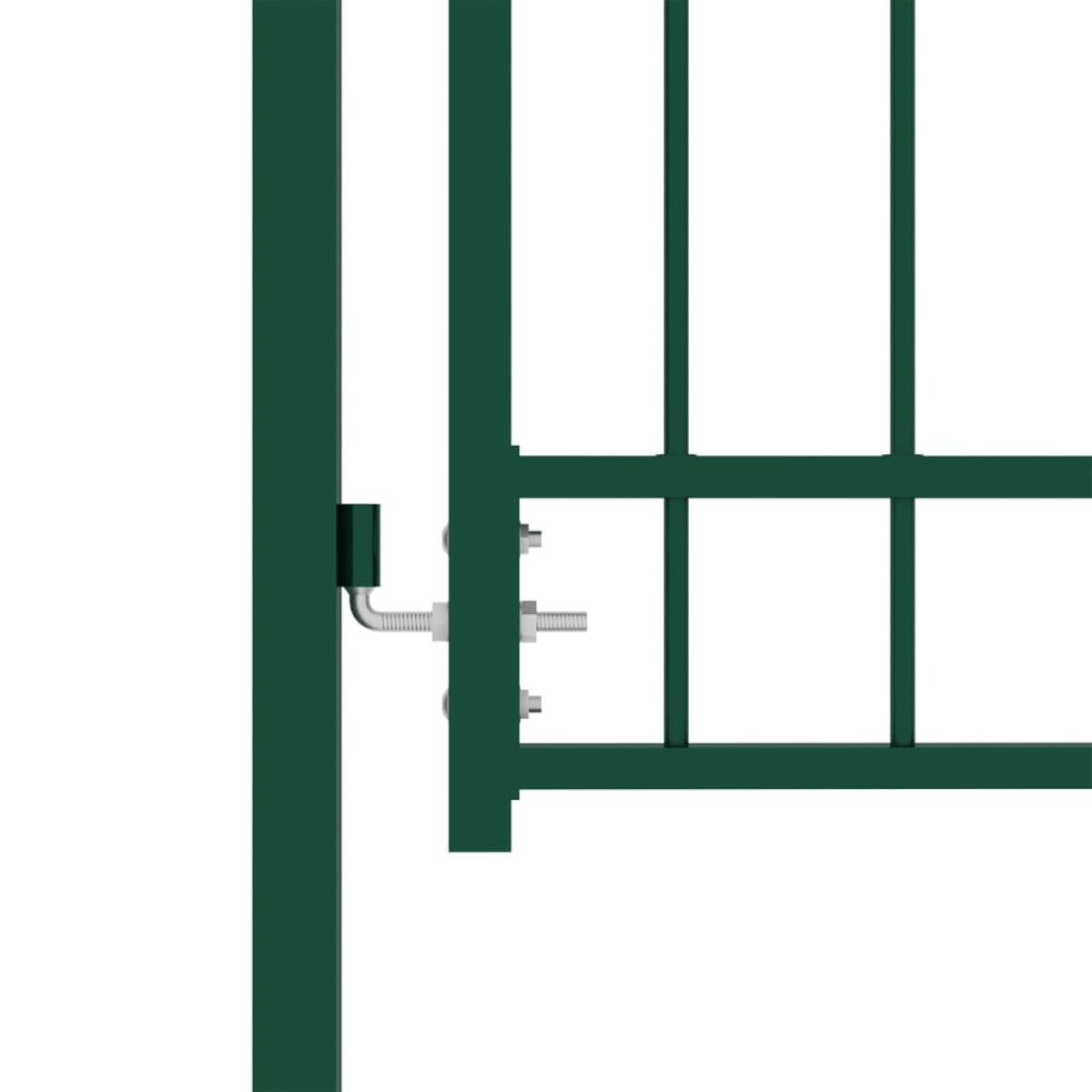 Puerta de valla con picos acero verde 100x100 cm