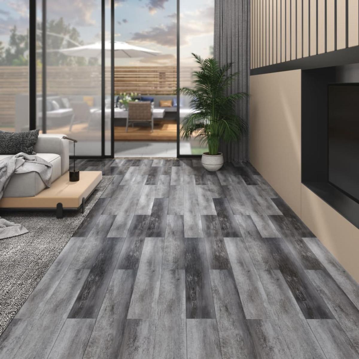 Lamas para suelo PVC autoadhesivas gris brillante 5,02 m² 2 mm