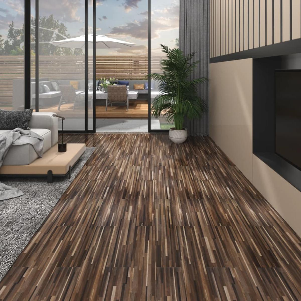 Lamas para suelo de PVC autoadhesivas marrón a rayas 5,02m² 2mm