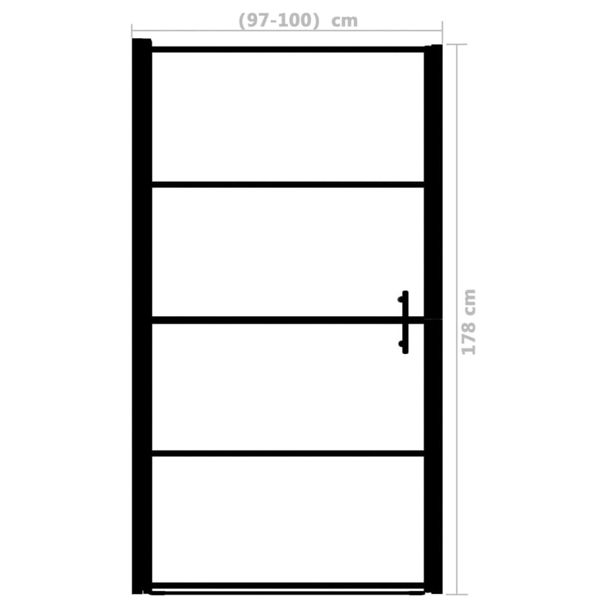Puerta de ducha de vidrio templado esmerilado negra 100x178 cm