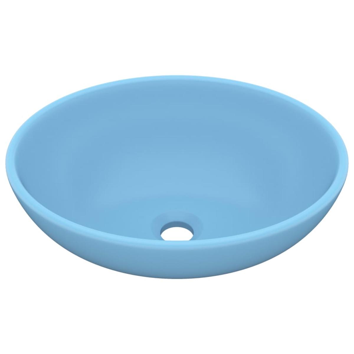 Lavabo de lujo ovalado cerámica azul claro mate 40x33 cm