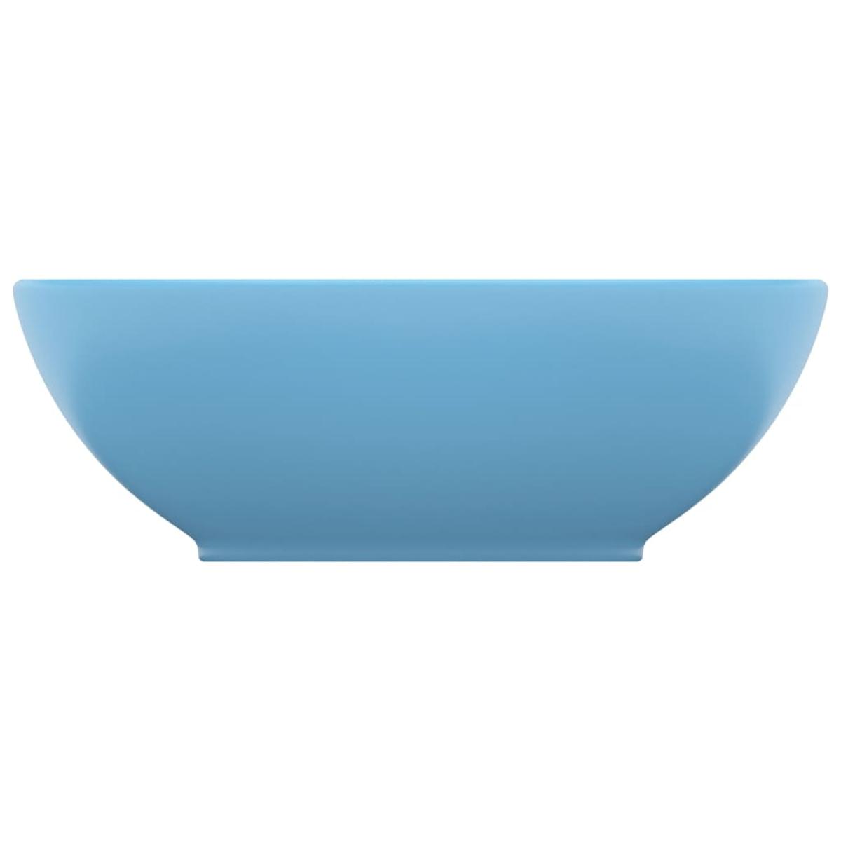 Lavabo de lujo ovalado cerámica azul claro mate 40x33 cm