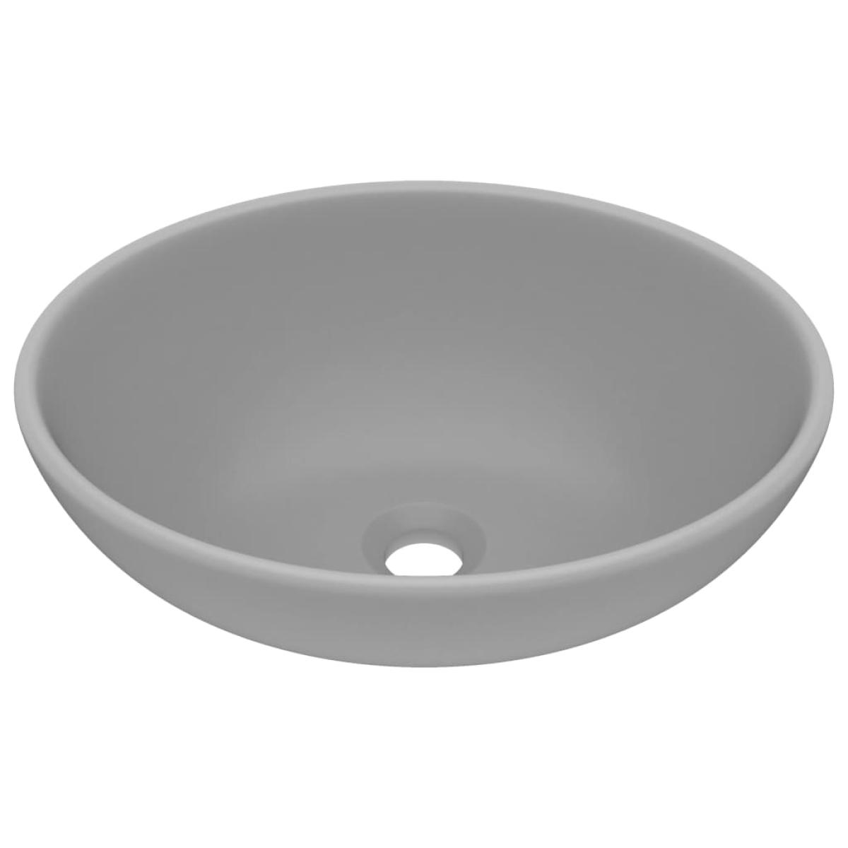 Lavabo de lujo ovalado cerámica gris claro mate 40x33 cm