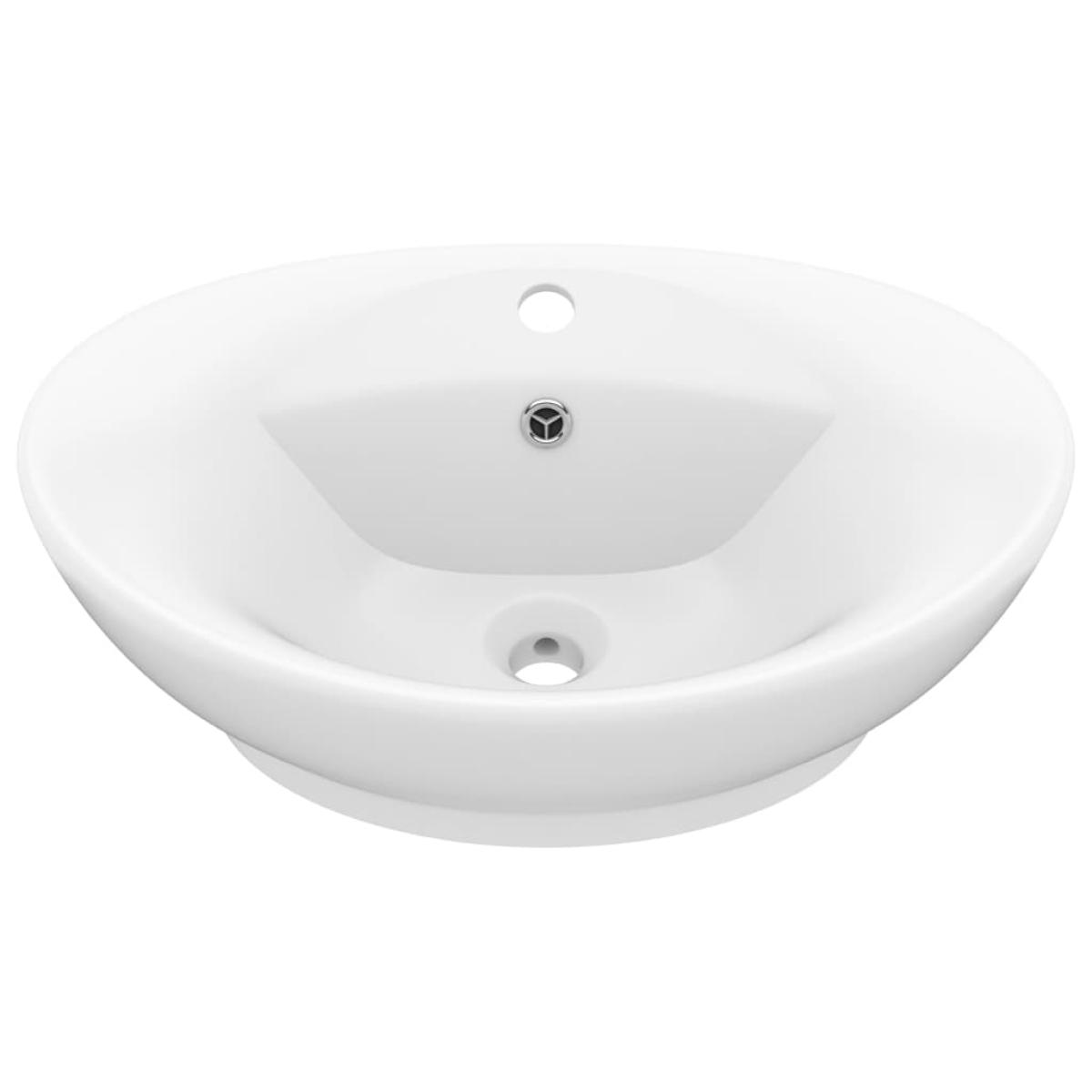 Lavabo lujoso con rebosadero  cerámica blanco mate 58,5x39 cm