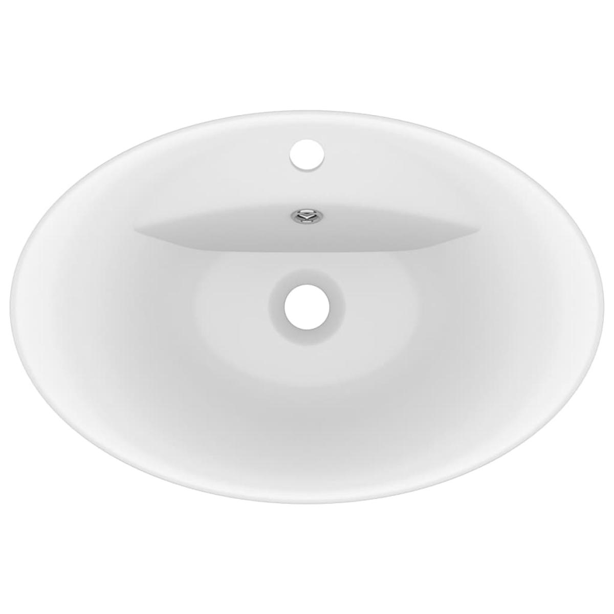 Lavabo lujoso con rebosadero  cerámica blanco mate 58,5x39 cm